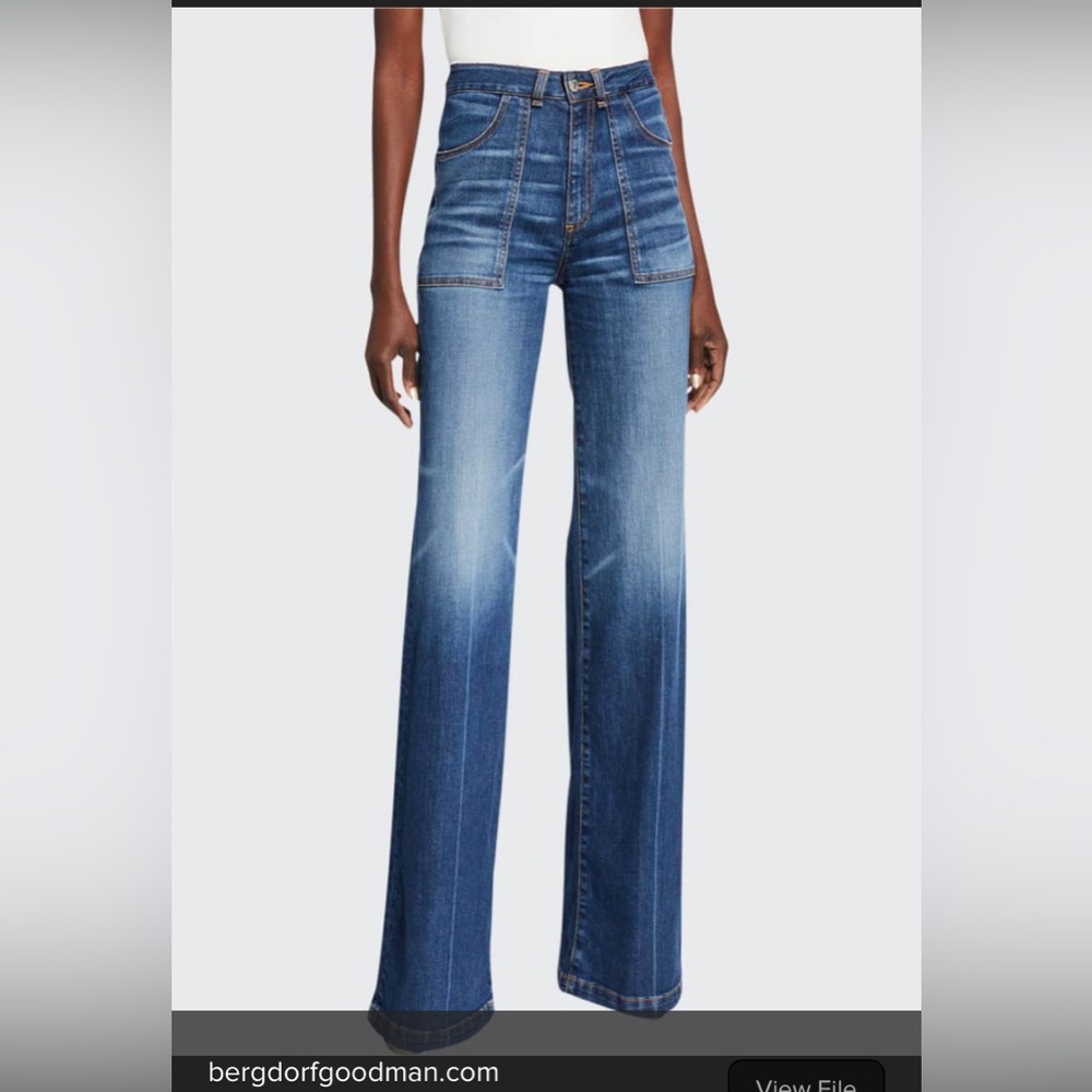 Veronica Beard Crosbie Wide Leg High Rise Jeans in Nantucket Wash, size 28 (6)
